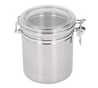 Contenitore ermetico in Acciaio Inox, Farina, Chicco di caffè, tè, Cereali, Zucchero, Biscotto, contenitori per Alimenti in Metallo con Coperchio Trasparente e Robusto Morsetto (1600ml)