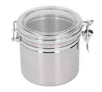 Contenitore ermetico in Acciaio Inox, Farina, Chicco di caffè, tè, Cereali, Zucchero, Biscotto, contenitori per Alimenti in Metallo con Coperchio Trasparente e Robusto Morsetto (1300ml)