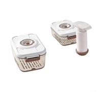 Contenitore ermetico in plastica per contenitori ermetici bianchi | Quadrante orario integrato, traccia freschezza, ideale per il riciclaggio residuo, set da 2, design bianco