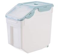Contenitore ermetico per alimenti, 25 kg, contenitore da cucina a prova di umidità per riso, cereali, cereali e cibo per animali domestici, dispenser beige durevole con funzione di misurazione