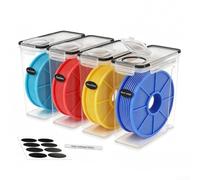 Contenitore ermetico per filamenti, set da 4 pezzi, con guarnizione in silicone per bobine da 1 kg, 1,75 mm, per PLA ABS per PETG, protezione dall'umidità, scatole organizer trasparenti con essiccante