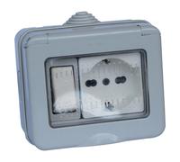 Contenitore Esterno Interruttore + Presa Schuko 1 Deviatore + 1 Presa