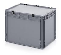 Contenitore euro standard, 60 x 40 x 43,5 cm, con coperchio a cerniera,