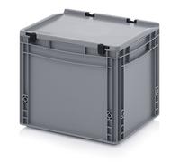 Contenitore europeo standard, 40 x 30 x 33,5 cm, con coperchio a cerniera e metro pieghevole incluso