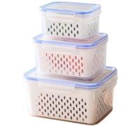 Contenitore for Alimenti 4 In 1, Contenitori for Prodotti Con Coperchio E Filtro Contenitori for Frutta Di Grandi Dimensioni for Frigorifero Scatola(3PCS-Blue)