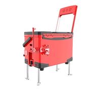 Contenitore for attrezzatura da pesca in ABS PP policarbonato da 32 litri, design pieghevole con valvola di scarico, sedile ribaltabile e schienale in alluminio Secchio per pesci(Black red)