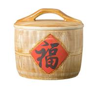 Contenitore for cereali in ceramica cinese, dispenser for riso, contenitore for cereali in porcellana, adatto for farina, zucchero, caffè, riso, noci, snack, cibo for animali, tè(C,10kg/22lbs)