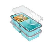 Contenitore for congelatore in silicone da 2 pezzi con coperchio, grande capacità, stampo for cubetti di ghiaccio, zuppa congelata, scatola conservazione(2Pcs Blue)