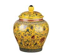 Contenitore for il tè in ceramica in stile cinese, antichi barattoli in porcellana smaltata cinese for la casa, design ermetico, for cucina e soggiorno(Yellow)