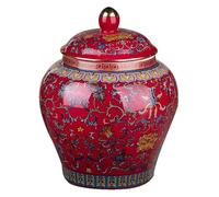 Contenitore for il tè in ceramica in stile cinese, antichi barattoli in porcellana smaltata cinese for la casa, design ermetico, for cucina e soggiorno(Red)