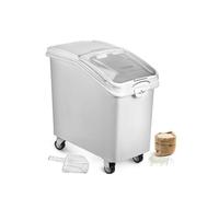 Contenitore for ingredienti da cucina 6,6-21 galloni con ruota e paletta for uso domestico commerciale for conservare farina di riso, mais soia Per uso fai da te(1 x 21 Gal)