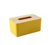 Contenitore for la casa e vita in legno Scatola for fazzoletti in for tovaglioli in carta Portacopertina(Yellow)