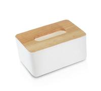 Contenitore for la casa e vita in legno Scatola for fazzoletti in for tovaglioli in carta Portacopertina(White)