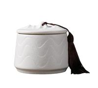 Contenitore for tè in ceramica, contenitore ermetico con coperchio, barattoli for tè e caffè in stile giapponese, barattolo da cucina vintage, sapori freschi for uso domestico(White)