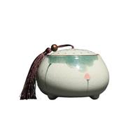Contenitore for tè in latta for uso domestico con crackle di ghiaccio coperchio Vaso decorativo sigillato dipinto a mano cinese(Green)