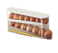 Contenitore for uova con ruote a 2 strati, compatibile organizer salvaspazio for porta del frigorifero, trasparente, impilabile coperchio facile, essenziale for il domestico