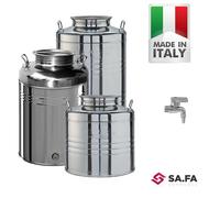 CONTENITORE FUSTO BIDONE VINO OLIO ACCIAIO INOX18/10 RUBINETTO INCLUSO BELVIVERE