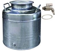 Contenitore fusto olio acciaio inox alimentare Maffei serie Fusto 50 lt bidone completo di rubinetto e guarnizione