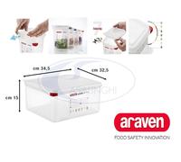 CONTENITORE GASTRONORM GN 2/3 CM 35,4X32,5X15H ARAVEN CON COPERCHIO PROF 42022