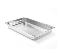 HENDI Contenitore Gastronorm, GN 1/1, con lati e fondo perforati, contenitore GN, impilabile, bordi arrotondati, resistente alla temperatura da -40° a 300°C, 28L, altezza: 200mm, acciaio inox 18/10
