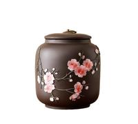 Contenitore Grande barattolo retrò for il tè in argilla viola con coperchio, creativo barattolo con chiusura a fiore di prugna for tè, caffè, noci, erbe aromatiche per la conservazione degli alimenti