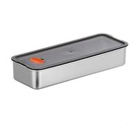 Contenitore impilabile in acciaio inox per frigorifero con foro d'aria in silicone, contenitore ermetico per pancetta e altri salumi, 26,8 x 10 x 4,8 cm (nero)
