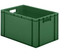 Contenitore impilabile in formato europeo, pareti e fondo chiuso, dimensioni: 600 x 400 x 320 mm, verde, confezione da 5 pezzi, Euronorm impilabili Euronorm