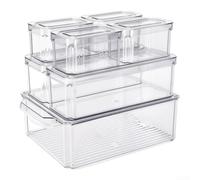 Contenitore impilabile per frigorifero in PET trasparente, grande organizer da cucina per verdure e snack, contenitore trasparente per l'organizzazione della casa, 31,5 x 15,7 x 8,9 cm