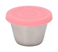Contenitore in acciaio inossibile Mini Contenitore di salsa immersione con archiviazione del coperchio in silicone sigillante per la cucina del salone di bellezza 70ml (Coperchio rosa)