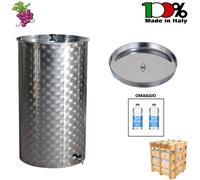 CONTENITORE IN ACCIAIO INOX 200 LT PER VINO CON GALLEGGIANTE AD OLIO E RUBINETTO