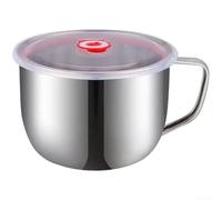 Contenitore in acciaio inox con coperchio ermetico per insalate istantanee, insalate e riso, riscaldamento a microonde (E)