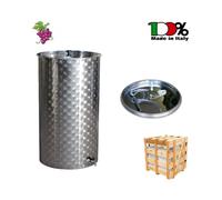 CONTENITORE IN ACCIAIO INOX PER VINO 200 LT CON GALLEGGIANTE AD ARIA E RUBINETTO
