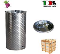 CONTENITORE IN ACCIAIO INOX PER VINO 300 LT CON GALLEGGIANTE AD ARIA E RUBINETTO
