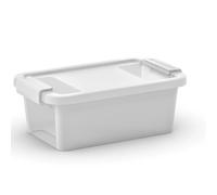 Contenitore in plastica Bi-Box con coperchio XS 10x26,5x16 cm bianco Bianco