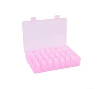Contenitore in plastica con 24 scomparti, con coperchio bloccabile, per unghie, pillole, penne, divisori, piccole parti, 19 x 12,5 cm (rosa)