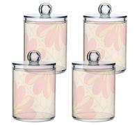 Contenitore in plastica trasparente rosa e oro a forma di fiore alla moda, con coperchio, per riporre il filo interdentale, per cotton fioc, bastoncini di cotone, filo interdentale, graffette