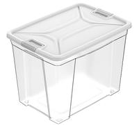 Contenitore in Polipropilene Multiuso Storage Box con Coperchio a chisura con clip (61 Litri - 56x39,5x41 cm, Cemento)