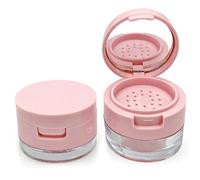 Contenitore in polvere da viaggio da 2 pezzi, plastica riutilizzabile senza perdite Viaggia vuota Piccola polvere sciolta con specchio, mini scatola vuota a flip portatile per donne e ragazza, 5G