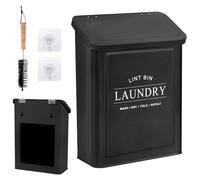 Contenitore magnetico per lanugine per lavanderia, contenitore per pelucchi a parete con spazzola per pelucchi, porta pelucchi con retro magnetico, pattumiera con coperchio per asciugatrice (nero B)