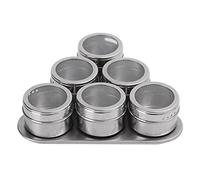 Contenitore magnetico per spezie, contenitore magnetico trasparente per spezie, 6 contenitori magnetici trasparenti per spezie con coperchio shaker, per vasetti di erbe
