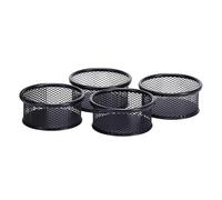 Contenitore multifunzionale per accessori da scrivania, include graffette, puntine da disegno, struttura in metallo, stile moderno