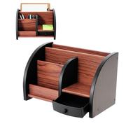 Contenitore multifunzione da scrivania in legno con cassetto, ufficio e casa, come contenitore per trucco, telecomando, biglietti da visita, penne, cellulare, telecomando ecc.