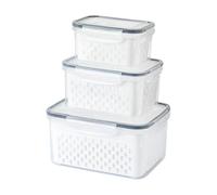 Contenitore multiuso in ABS trasparente con strato di drenaggio per dispense organizzazione e snack per ufficio, contenitore per frutta e verdura