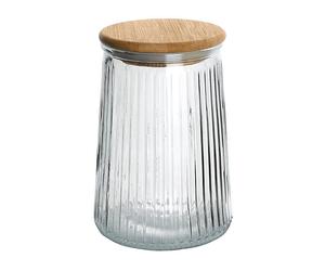 CONTENITORE NORTHIO in vetro con coperchio in legno