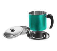 Contenitore Olio in Acciaio Inox 1,3l con Coperchio e Filtro Fine | Oli, Salsa di Soia, Aceto e Ghee, Struttura Rinforzata, Riuso Dell'olio, Verde