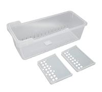 Contenitore organizer per frigorifero, contenitore trasparente con 2 scomparti divisi per armadio da, ufficio, grande capacità, dimensioni giuste, design facile accesso, ideale (Dimensioni ridotte)