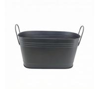 Contenitore Ovale in Ferro Capiente, Nero | Robusto, Cesto in acciaio Manici, tile, Legna da fuoco, per Patio