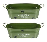Contenitore Ovale Secchiello Metallo Iron Flowerpot Vaso Per Piante Vintage