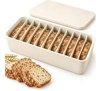 Contenitore pane silicone da congelatore, 11 scomparti per pane spesso | Scomparti separati tengono le fette staccate: coperchio ermetico, pareti morbide, lievito madre, pane fatto in casa(white)