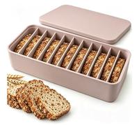Contenitore pane silicone da congelatore, 11 scomparti per pane spesso | Scomparti separati tengono le fette staccate: coperchio ermetico, pareti morbide, lievito madre, pane fatto in casa(pink)